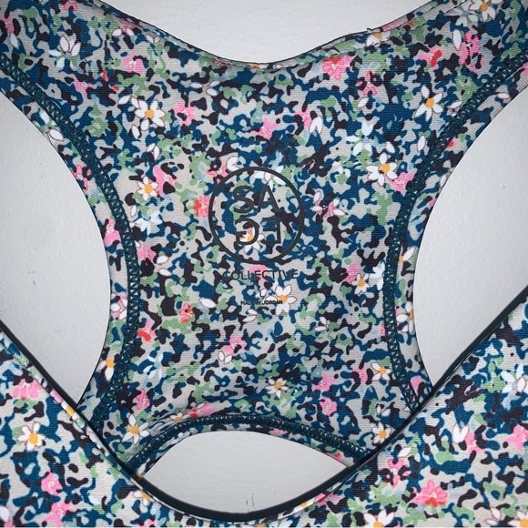 Sage Collective Sports Bra Size Large Multicolour Floral Longline Racerback - Picture 6 of 8